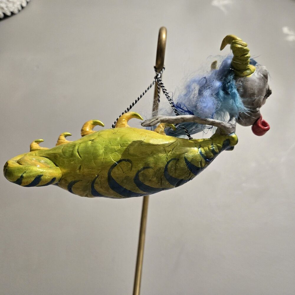 OOAK Handmade Art Clay Sculpture Scary Dragon Demon Flying Chickie Creature
